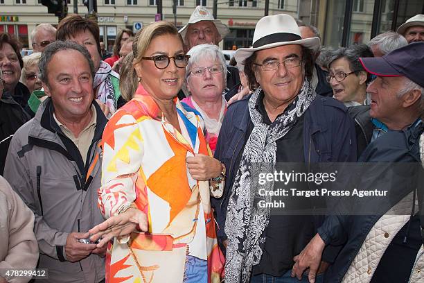 Al Bano and Romina Power attend the Al Bano & Romina Power press conference on June 24, 2015 in Berlin, Germany.