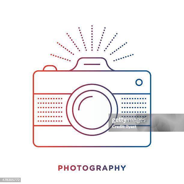 bildbanksillustrationer, clip art samt tecknat material och ikoner med retro camera symbol - kamerablixt