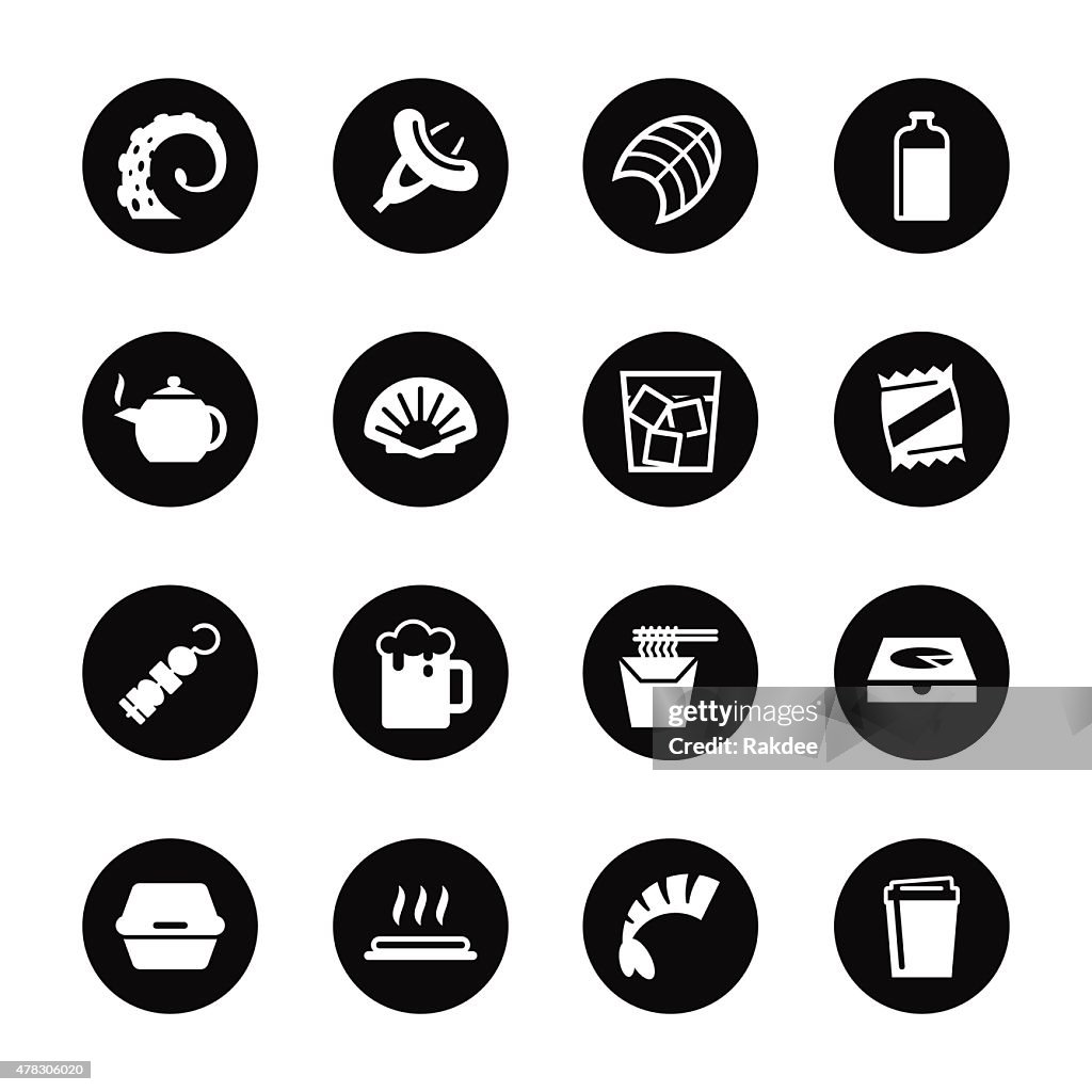 Food and Drink Icons Set 4 - Black Circle Series