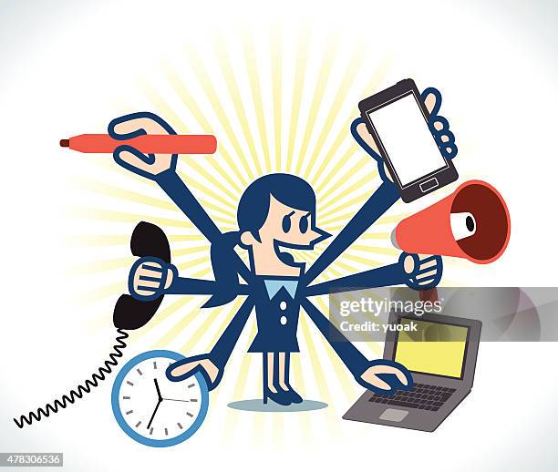 Multitasking Woman Cartoon Photos and Premium High Res Pictures - Getty ...