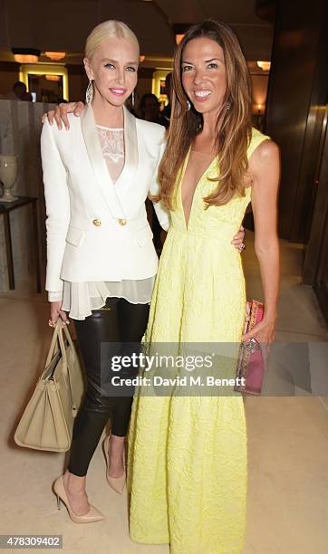 Amanda Cronin and Heather Kerzner attend the Quercus Foundation Pre-Wimbledon Cocktails with Ana Ivanovic in the Ten Room at Hotel Cafe Royal on June...