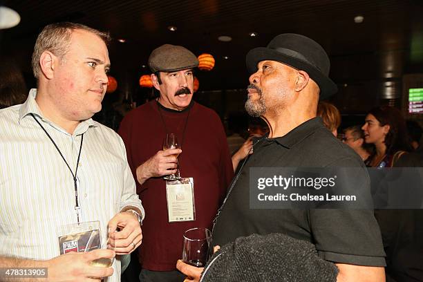 Director Carl Franklin speaks with a guest at the Film Independent directors close-up at Landmark Nuart Theatre on March 12, 2014 in Los Angeles,...