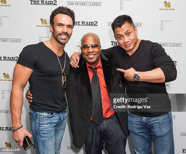 Actors Darren Shahlavi, Larnell Stovall and Cung Le attend "The Raid 2" - Los Angeles Premiere arrivals at Harmony Gold Theatre on March 12, 2014 in...