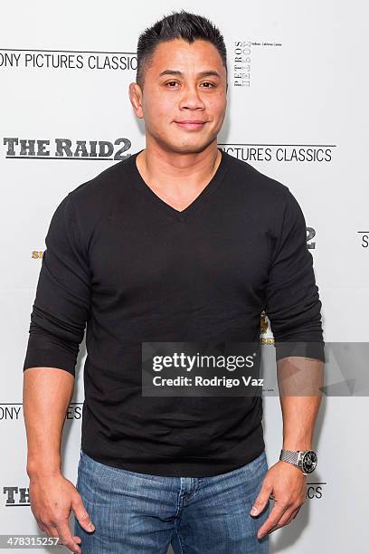 Mixed martial artist Cung Le attends "The Raid 2" - Los Angeles Premiere arrivals at Harmony Gold Theatre on March 12, 2014 in Los Angeles,...