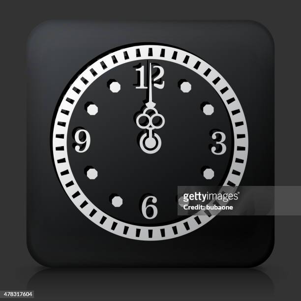 black square button with midnight on clock - midnight stock illustrations