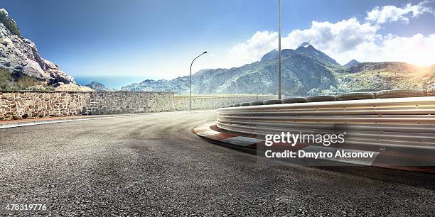 mountain highway track - sporttrack stock pictures, royalty-free photos & images