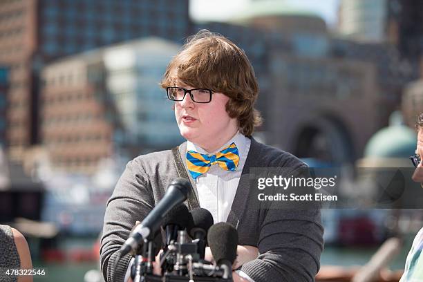 Boston Marathon Bombing victim Henry Borgard speaks during a press conference following the formal sentencing of Boston Marathon Bomber Dzhokar...