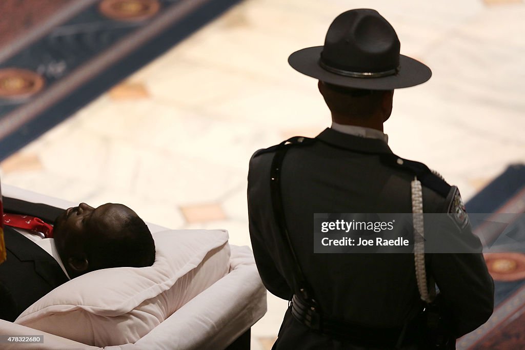 Charleston Church Shooting Victim Sen. Pinckney Lies In Repose At South Carolina Capitol