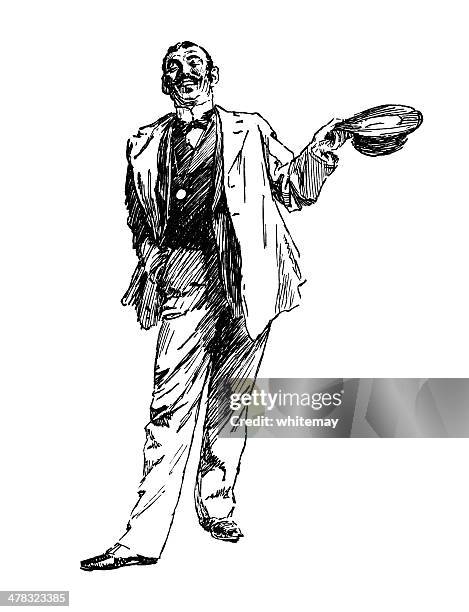 illustrations, cliparts, dessins animés et icônes de enthousiaste intelligemment-robe de tout gentleman avec une médaille autour du cou - stéréotype de la classe moyenne