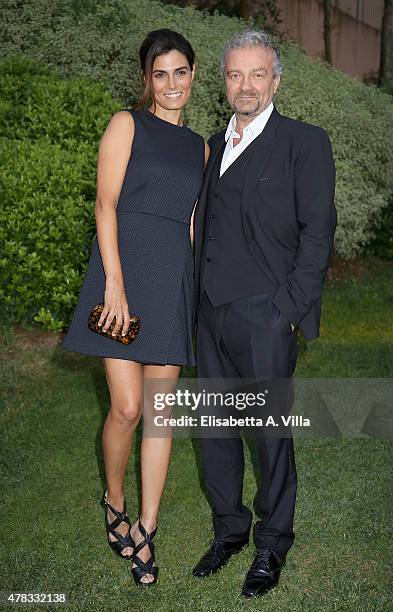 Actress Valeria Solarino and fiance Giovanni Veronesi attend '2015 Sesterzio D'Argento' Awards Ceremony at Villa Agrippina on June 24, 2015 in Rome,...