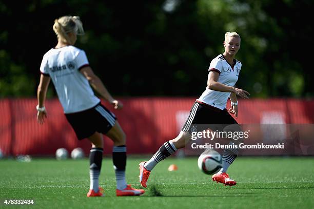 Alexandra Popp of Germany practices during a training session at Stade de Montreal on June 24, 2015 in Montreal, Canada.