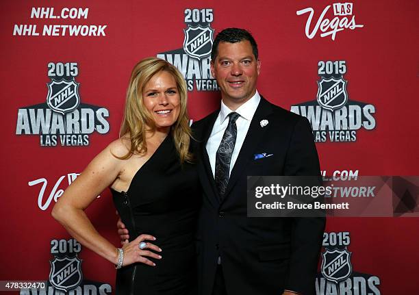 Former NHL player Bill Guerin and wife Kara arrive on the red carpet before the 2015 NHL Awards at MGM Grand Garden Arena on June 24, 2015 in Las...