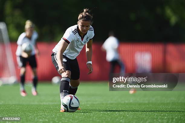 Lena Lotzen of Germany practices during a training session at Stade de Montreal on June 24, 2015 in Montreal, Canada.