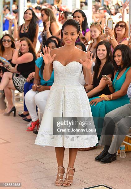 Jada Pinkett Smith attends Magic Mike XXL cast honored with stars on The Official Miami Walk Of Fame at Bayside Marketplace on June 24, 2015 in...