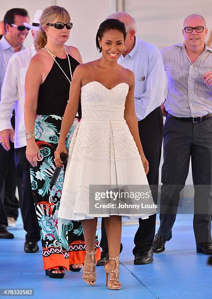 Jada Pinkett Smith attends Magic Mike XXL cast honored with stars on The Official Miami Walk Of Fame at Bayside Marketplace on June 24, 2015 in...