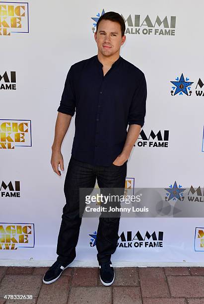 Channing Tatum attends as the "Magic Mike XXL" cast are honored with stars on The Official Miami Walk Of Fame at Bayside Marketplace on June 24, 2015...