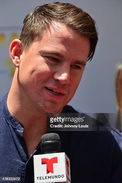 Channing Tatum attends Magic Mike XXL cast honored with stars on The Official Miami Walk Of Fame at Bayside Marketplace on June 24, 2015 in Miami,...