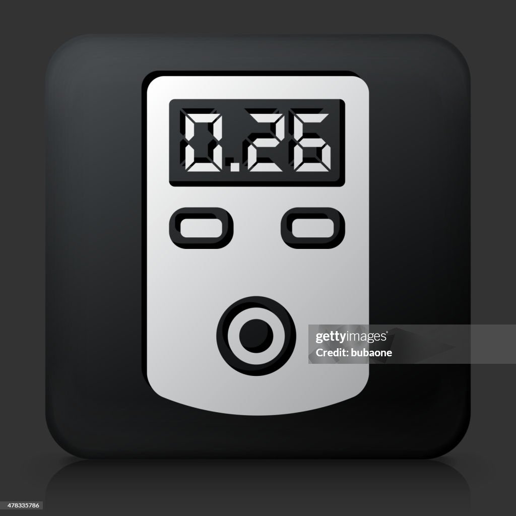 Black Square Button with Geiger Counter