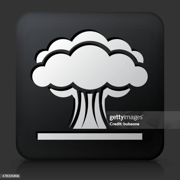 black square button with atomic explosion - nuclear explosion icon stock illustrations