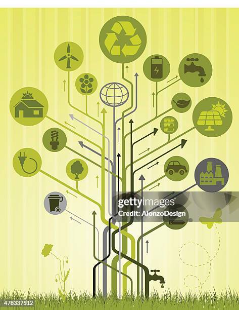 recycling abstract tree - solid waste management stock illustrations