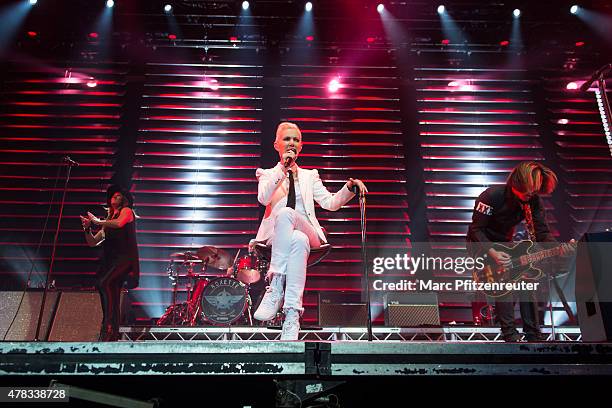 Marie Fredriksson of Roxette performs onstage during their '30th Anniversary Tour' at the Lanxess Arena on June 24, 2015 in Cologne, Germany.
