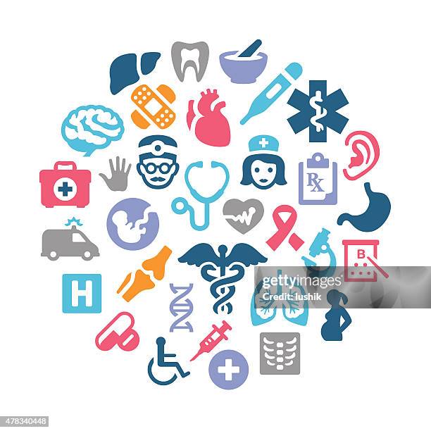 medizinische collage - atmungsorgan stock-grafiken, -clipart, -cartoons und -symbole