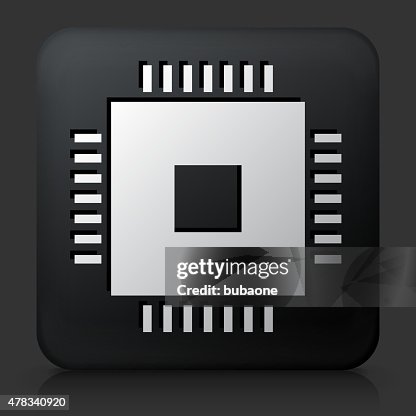 Button With Number Chip Black Square Button With Technolgoy Chip High-Res Vector Graphic ...