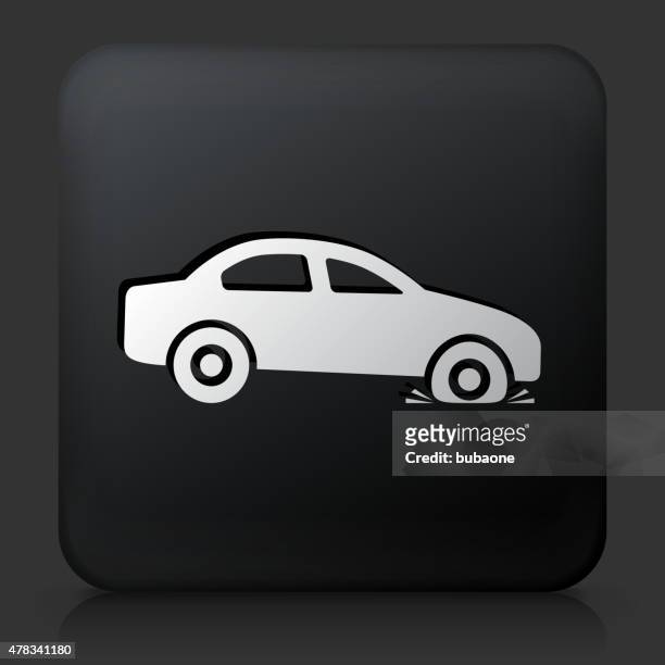 schwarze rechteckige schaltfläche mit flat tire - reifenpanne stock-grafiken, -clipart, -cartoons und -symbole
