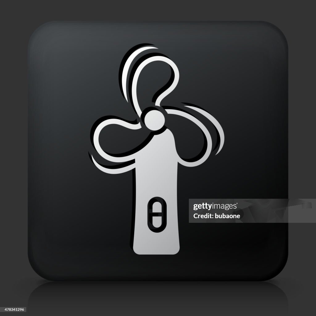 Black Square Button with Hand Held Fan