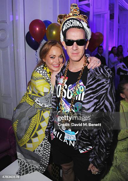 Lindsay Lohan and Jeremy Scott at the i-D 35 x Jeremy Scott for Moschino party celebrating i-D Magazine's 35th anniversary at Il Bottaccio on June...