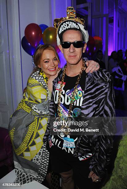 Lindsay Lohan and Jeremy Scott at the i-D 35 x Jeremy Scott for Moschino party celebrating i-D Magazine's 35th anniversary at Il Bottaccio on June...