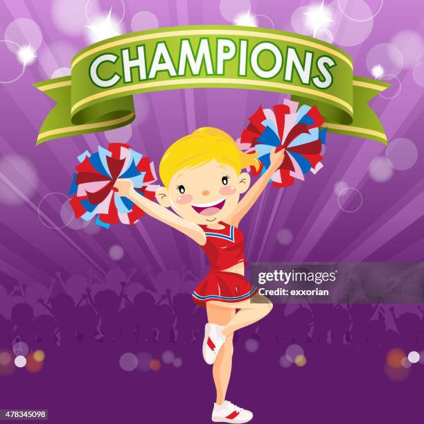 cheerleader with banner - pep rally stock illustrations
