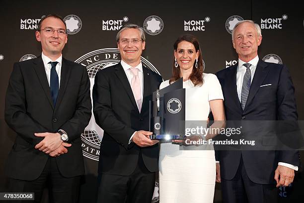 Oliver Goessler, Alexander Otto, Dorit Otto and Lutz Bethge attend the Montblanc De La Culture Arts Patronage Award 2015 on June 24, 2015 in Hamburg,...