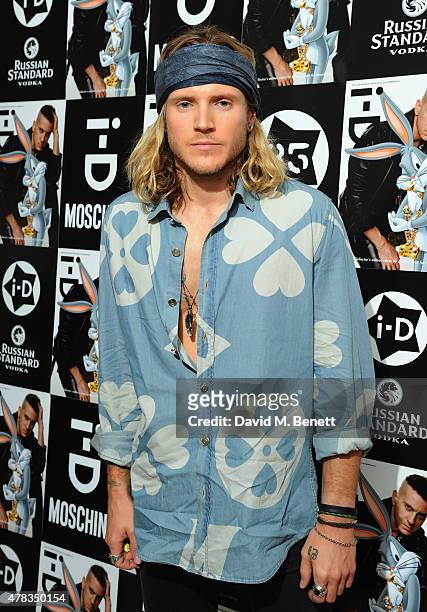 Dougie Poynter attends the i-D 35 x Jeremy Scott for Moschino party celebrating i-D Magazine's 35th anniversary at Il Bottaccio on June 24, 2015 in...