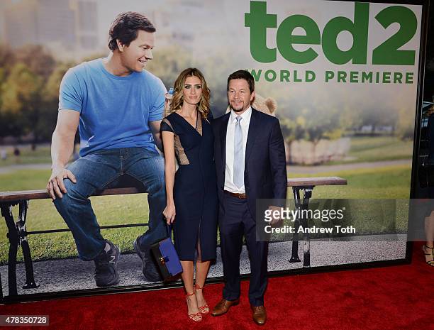 Mark Wahlberg and Rhea Durham attend the "Ted 2" New York premiere at Ziegfeld Theater on June 24, 2015 in New York City.