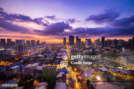 Manila city at Twilight showing Makati City and Ortigas Manila city at Twilight showing Makati City and Ortigas