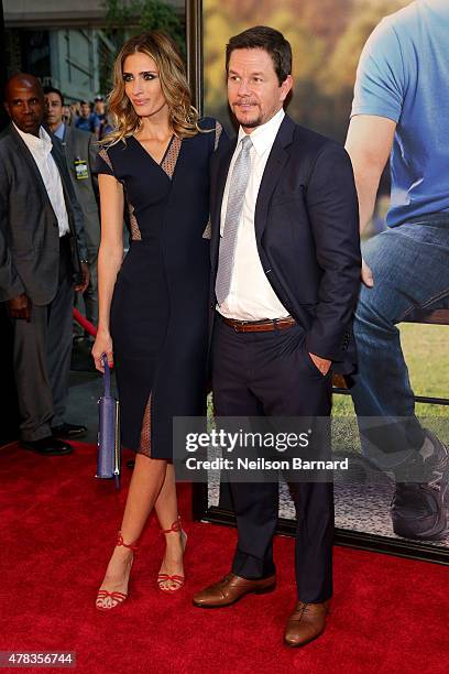 Model Rhea Durham and Actor Mark Wahlberg attend the New York Premiere of "Ted 2" at the Ziegfeld Theater on June 24, 2015 in New York City.