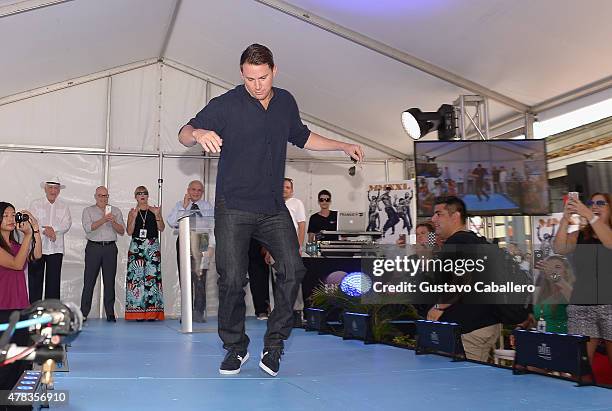 Channing Tatum attends Magic Mike XXL cast honored with stars on The Official Miami Walk Of Fame at Bayside Marketplace on June 24, 2015 in Miami,...