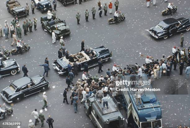 Motorcade in Rio de Janeiro, Brazil, during a visit by US President Dwight D. Eisenhower , 1960.