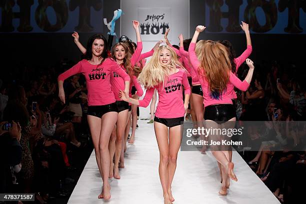 Models walk the runway during Betsey Johnson fashion show part of Style Fashion Week - Day 4 at L.A. Live Event Deck on March 12, 2014 in Los...