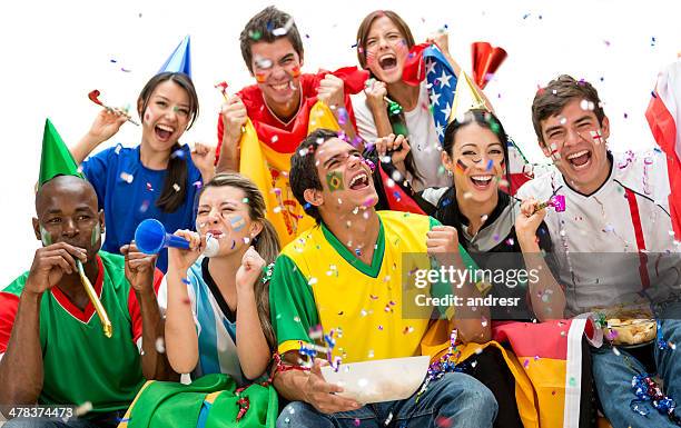 soccer fans celebrating - argentina vs nigeria stock pictures, royalty-free photos & images