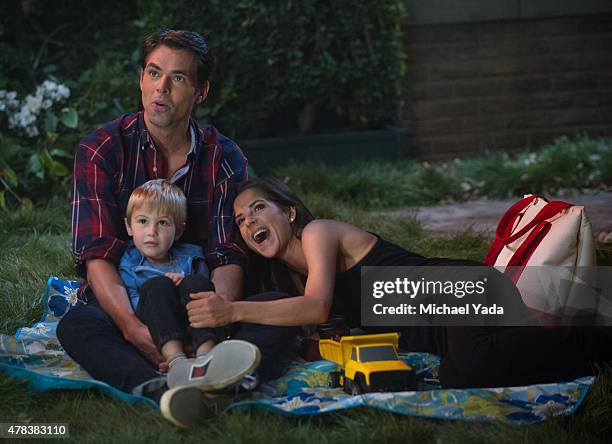 Jason Thompson , Braiden/Dylan Kazowski and Kelly Monaco in a scene that airs the week of June 29, 2015 on Disney General Entertainment Content via...