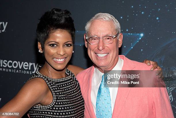 News correspondent Tamron Hall and Henry Schleiff attend Discovery's 30th Anniversary Celebration at The Paley Center for Media on June 24, 2015 in...