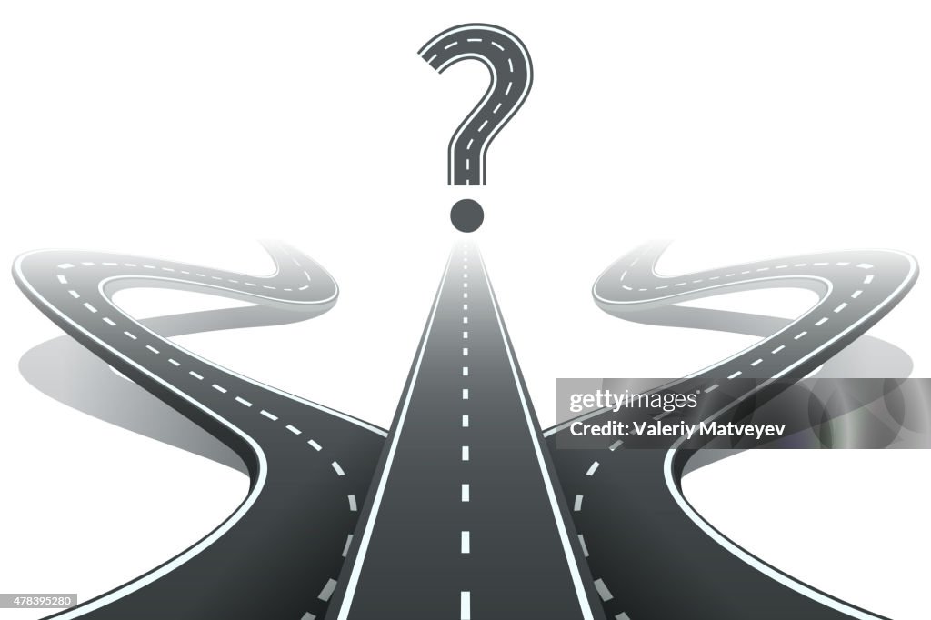 Three Roads And Question Mark Choosing The Right Path Concept High-Res ...
