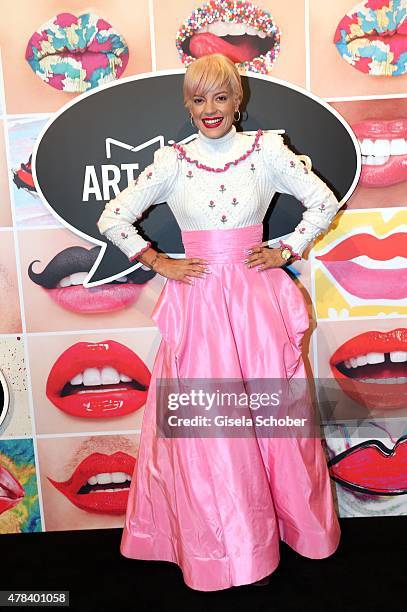 Lily Allen during the presentation of 'Art of the Lip' by MAC Cosmetics at Haus der Kunst on June 24, 2015 in Munich, Germany.