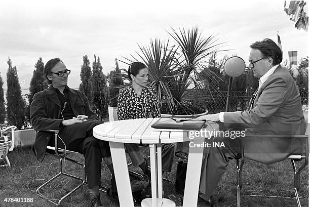 Carlos Saura and Geraldine Chaplin in the program ""Today Magazine"" live from the Cannes film festival for the movie ""Elisa my love""