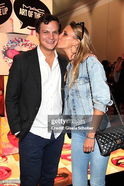 Alexander Tewaag, son of Uschi Glas, and his girlfriend Valentina Henkel during the presentation of 'Art of the Lip' by MAC Cosmetics at Haus der...