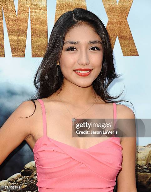 Actress Mia Xitlali attends the premiere of "MAX" at the Egyptian Theatre on June 23, 2015 in Hollywood, California.