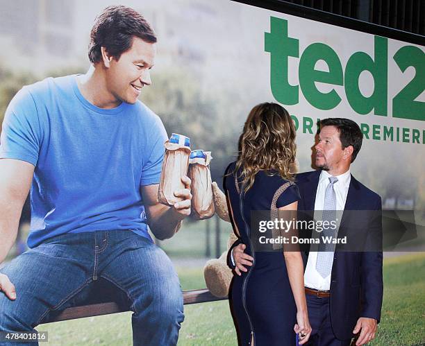 Rhea Durham and Mark Wahlberg attend the "Ted 2" world premiere at Ziegfeld Theater on June 24, 2015 in New York City.