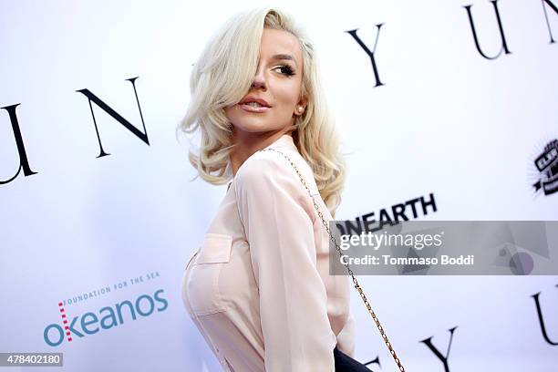 Personality Courtney Stodden attends the world premiere screening of documentary "Unity" held at the DGA Theater on June 24, 2015 in Los Angeles,...